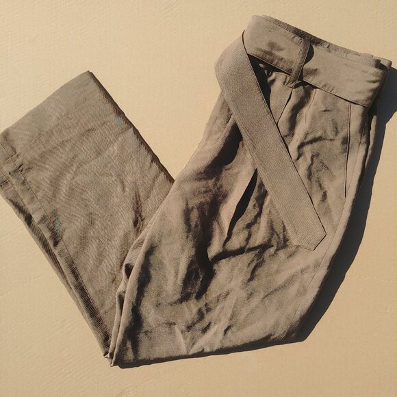 NEW WITH TAGS Vince size 16 silky pants trousers olive green taupe brown - Picture 1 of 10